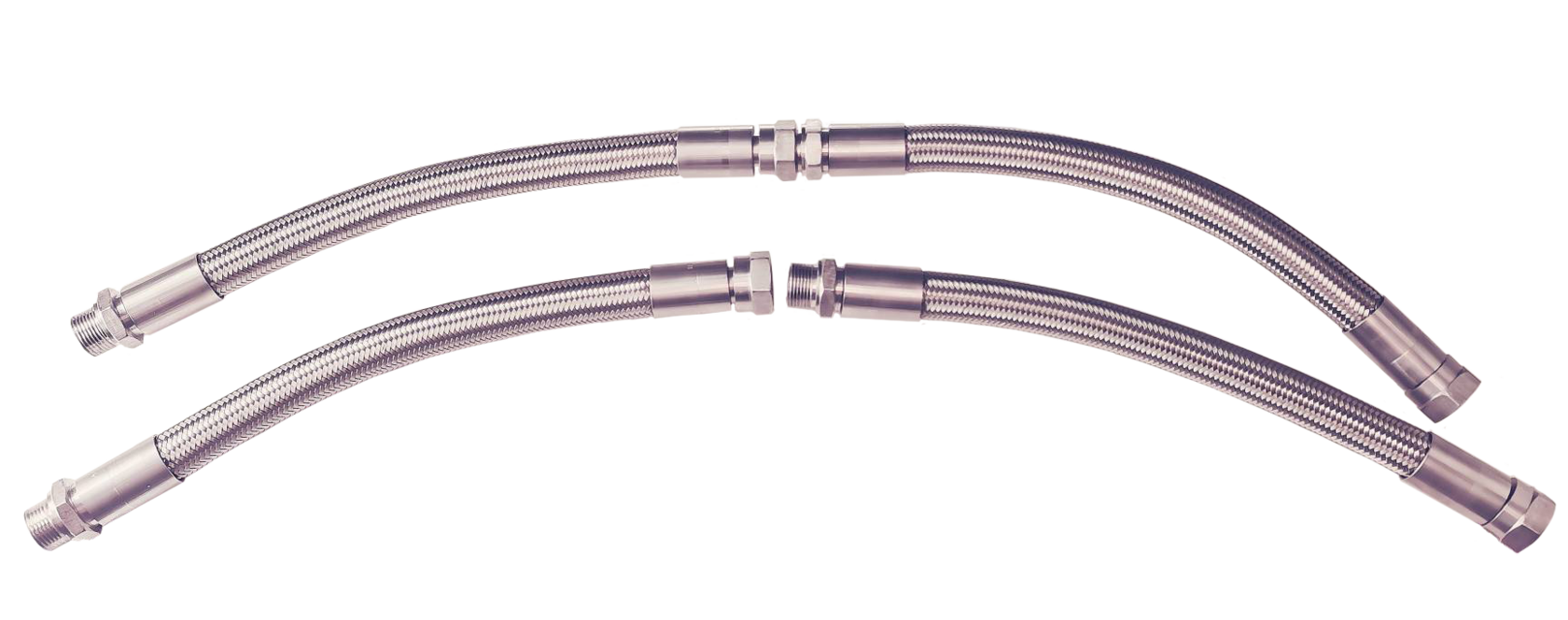 Stainless steel braided aviation PTFE hose assemblies with metal end fittings